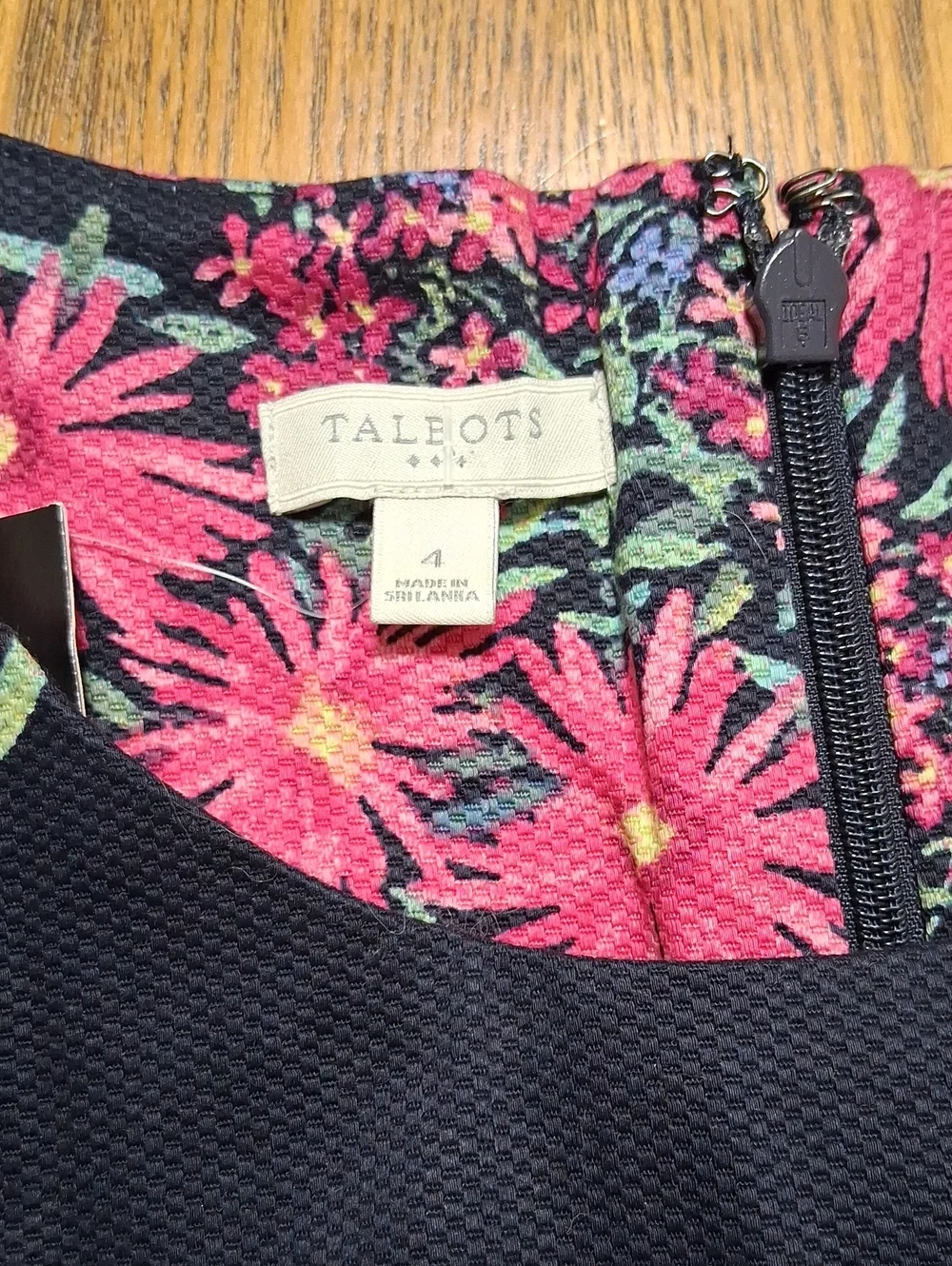 TALBOTS DRESS Womens NEW 4 PINK FLORAL Sleeveless New Navy Blue - Picture 3 of 5